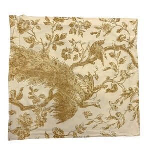 Pottery Barn Euro Sham Golden Peacocks 29" Toile Made in Italy Pillow Cover